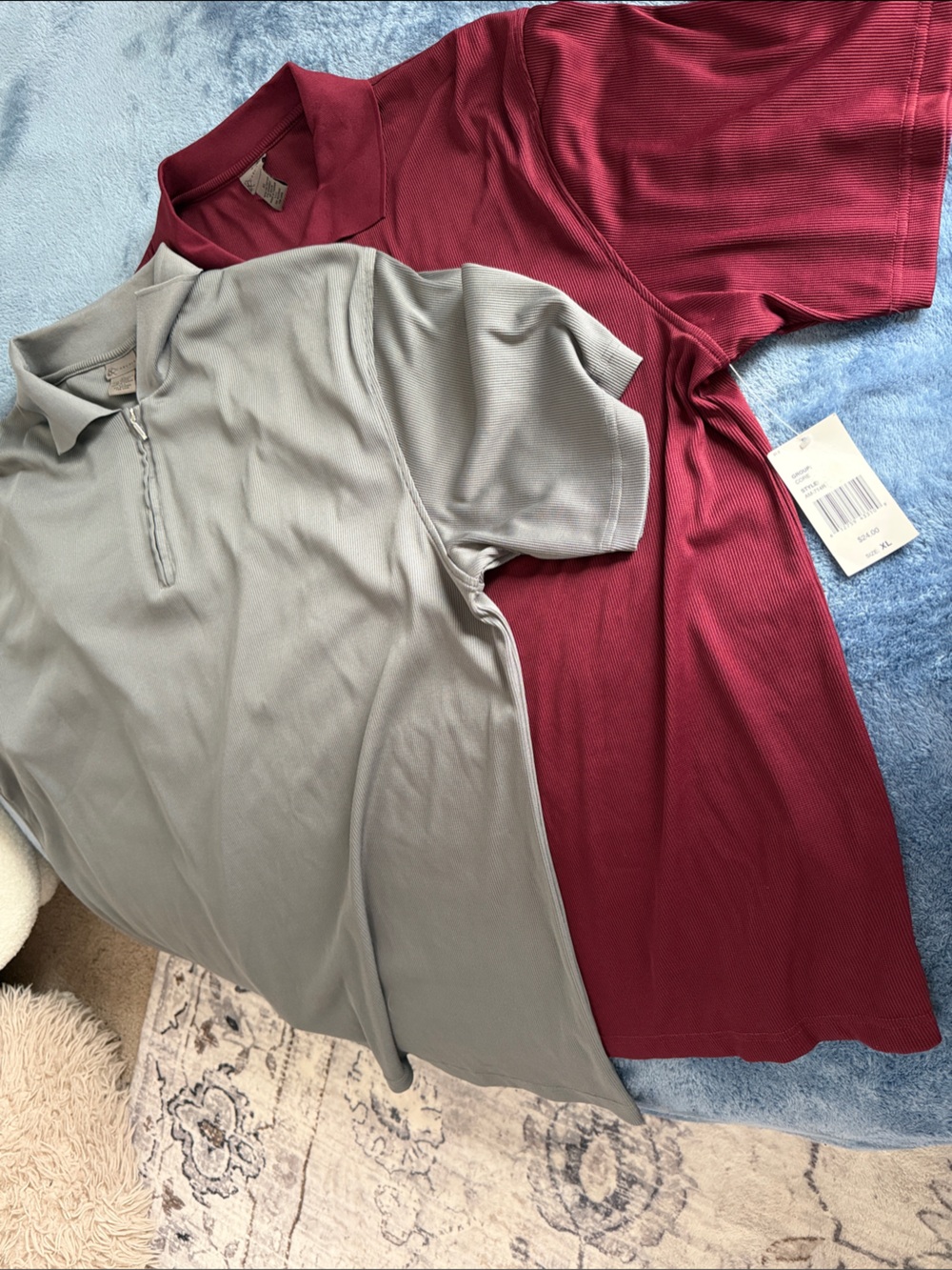 Men's Polo Shirt - Gray and Burgundy Performance Styles